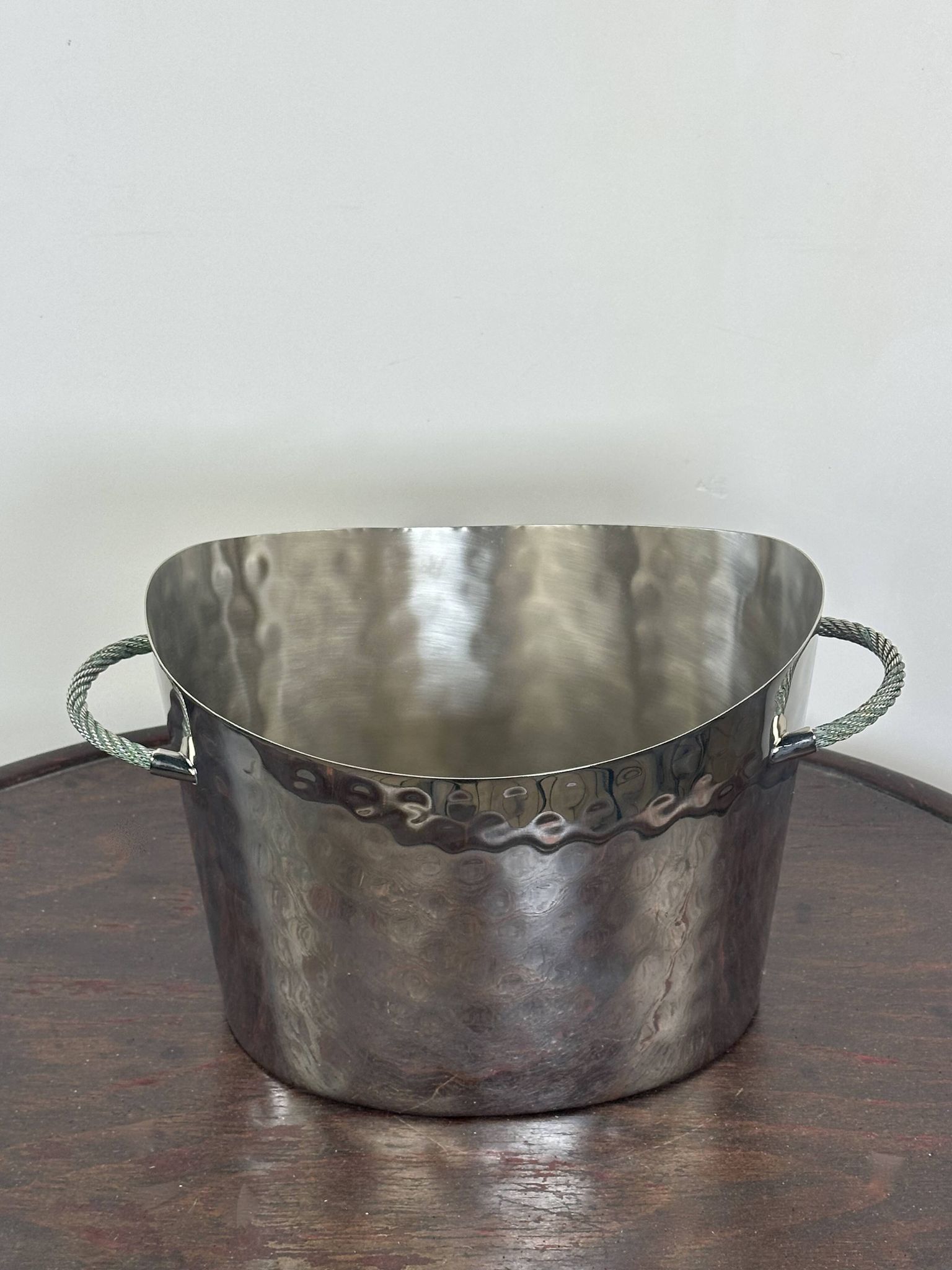 Silver-plated hammered and polished champagne bucket / basin