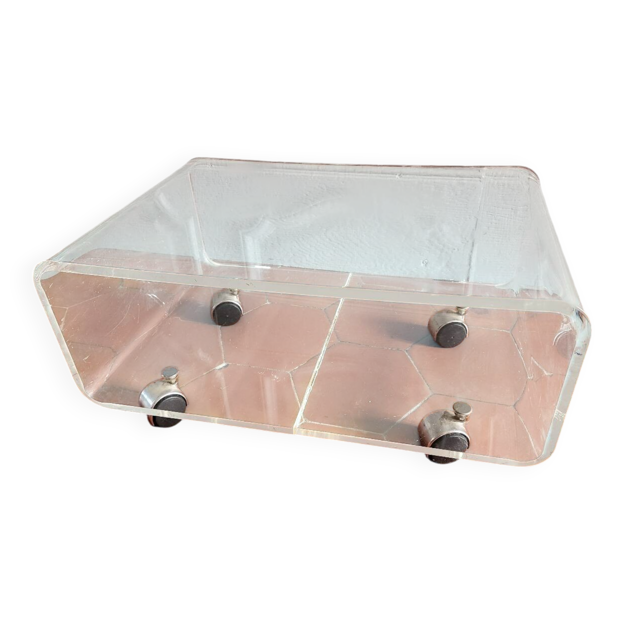 70s plexiglass coffee table