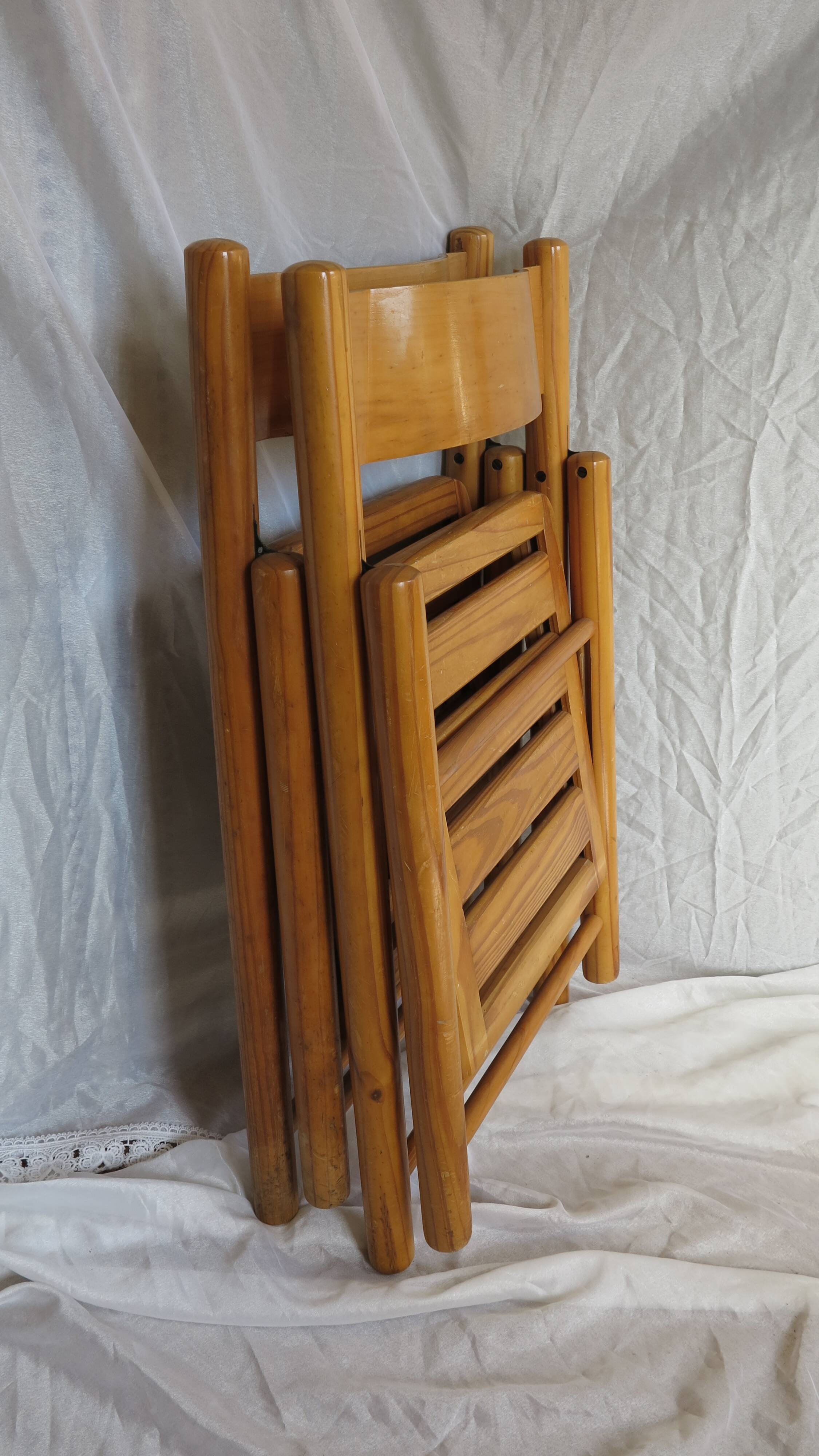 pair of pine folding chairs