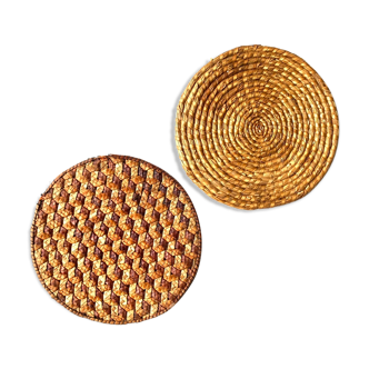 Set of 2 braided table mats, 70s