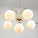 Vintage Golden & Opaline Glass 5-Arm Chandelier, 70s