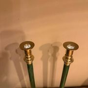 Pair of large candlesticks / convertible lanterns Hollywood Regency