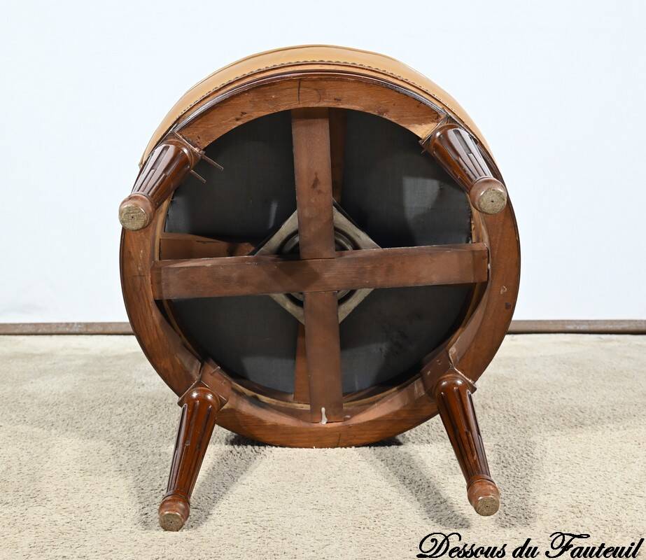 Beech Swivel Office Armchair, Louis XVI style – Late 19th century