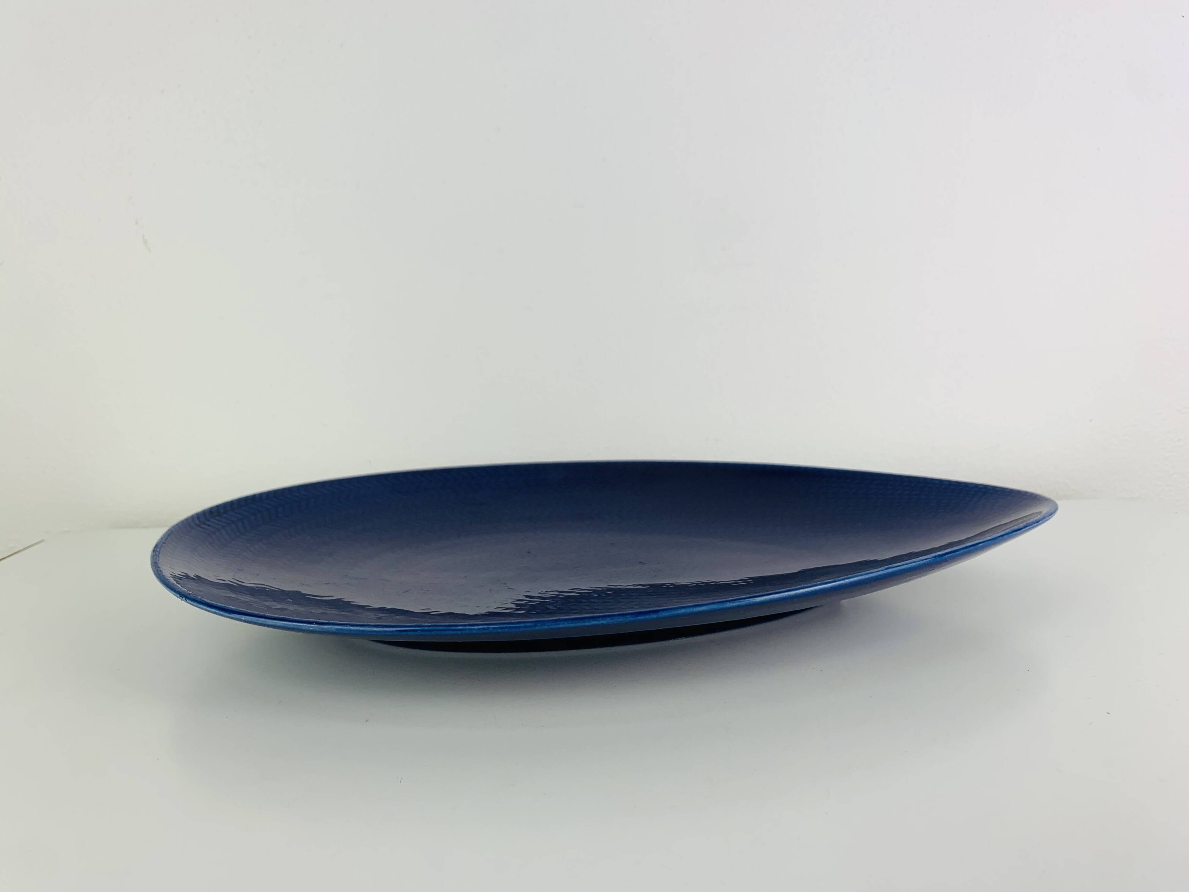 Dish and bowl Blå eld by Hertha Bengtson for Rörstrand Sweden, ceramic.