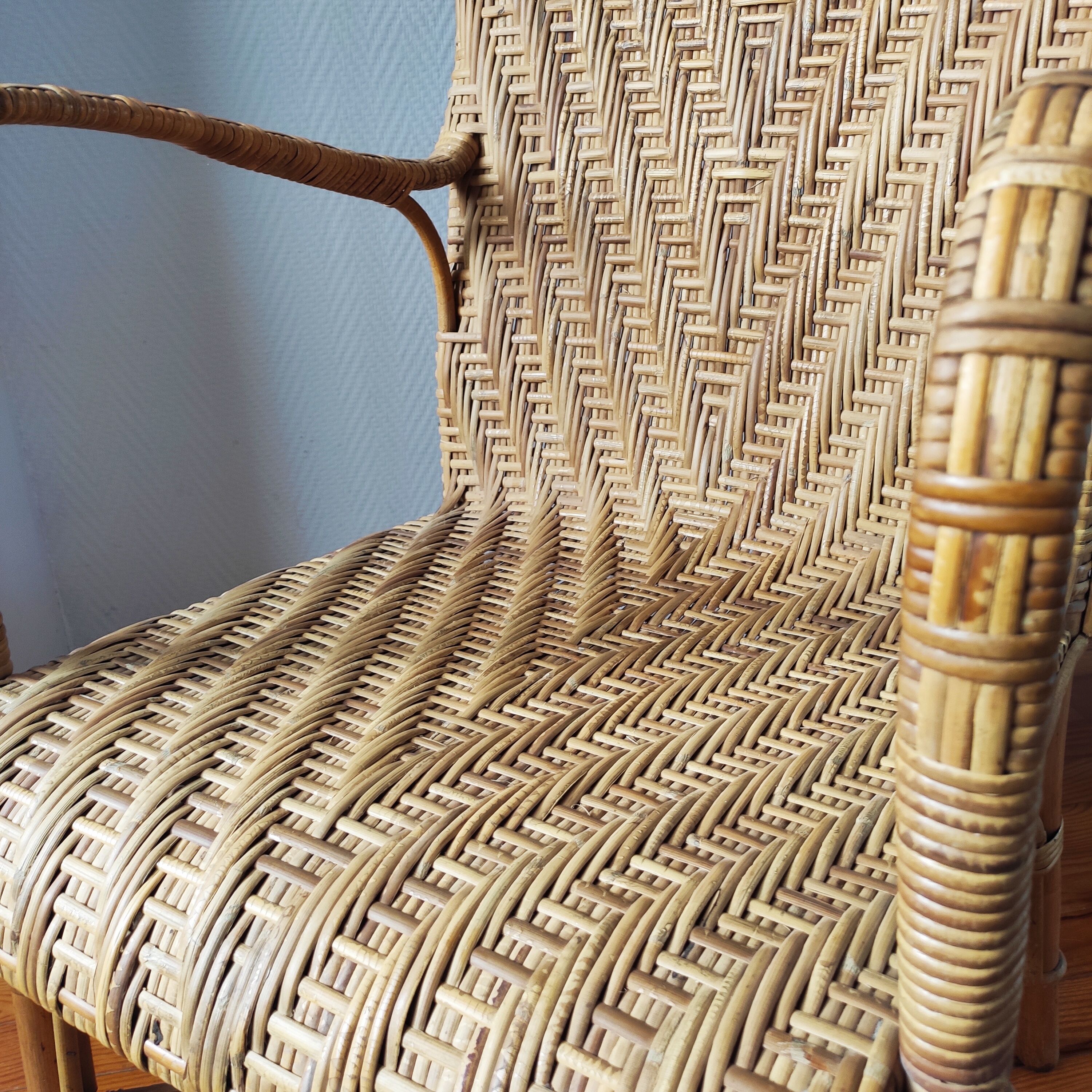 Pair of vintage rattan armchairs