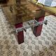 Mid Century 60s 70s glass wood and chrome coffee table