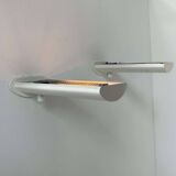 Pair of vintage wall lights with variable intensity, white lacquered metal, France 1970