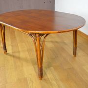 Table de Repas Vintage Ovale en Bambou et Rotin 1980