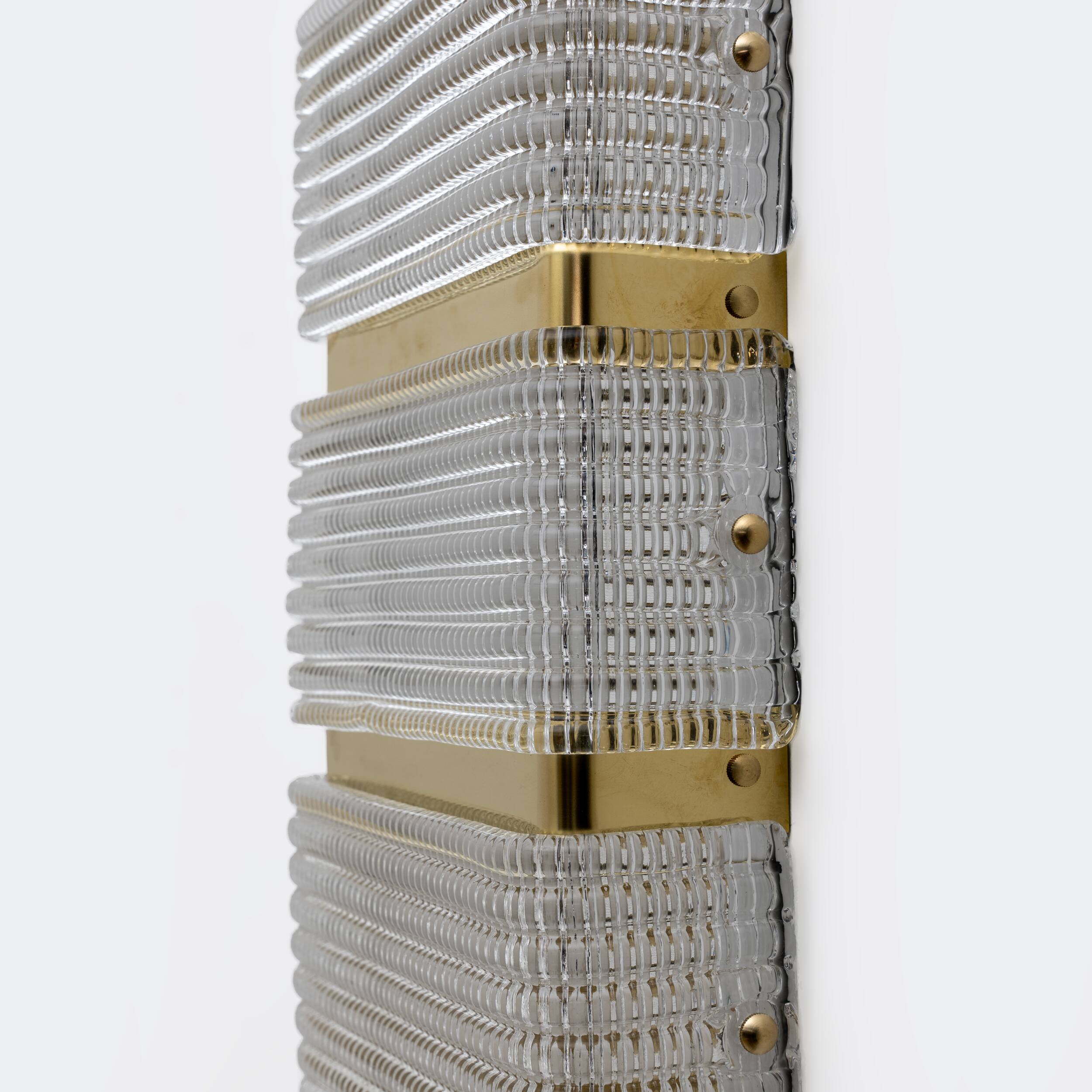 Pair of Modern Italian Murano Glass and Brass Sconces