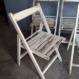 4 foldable chairs wood vintage epoch 1970