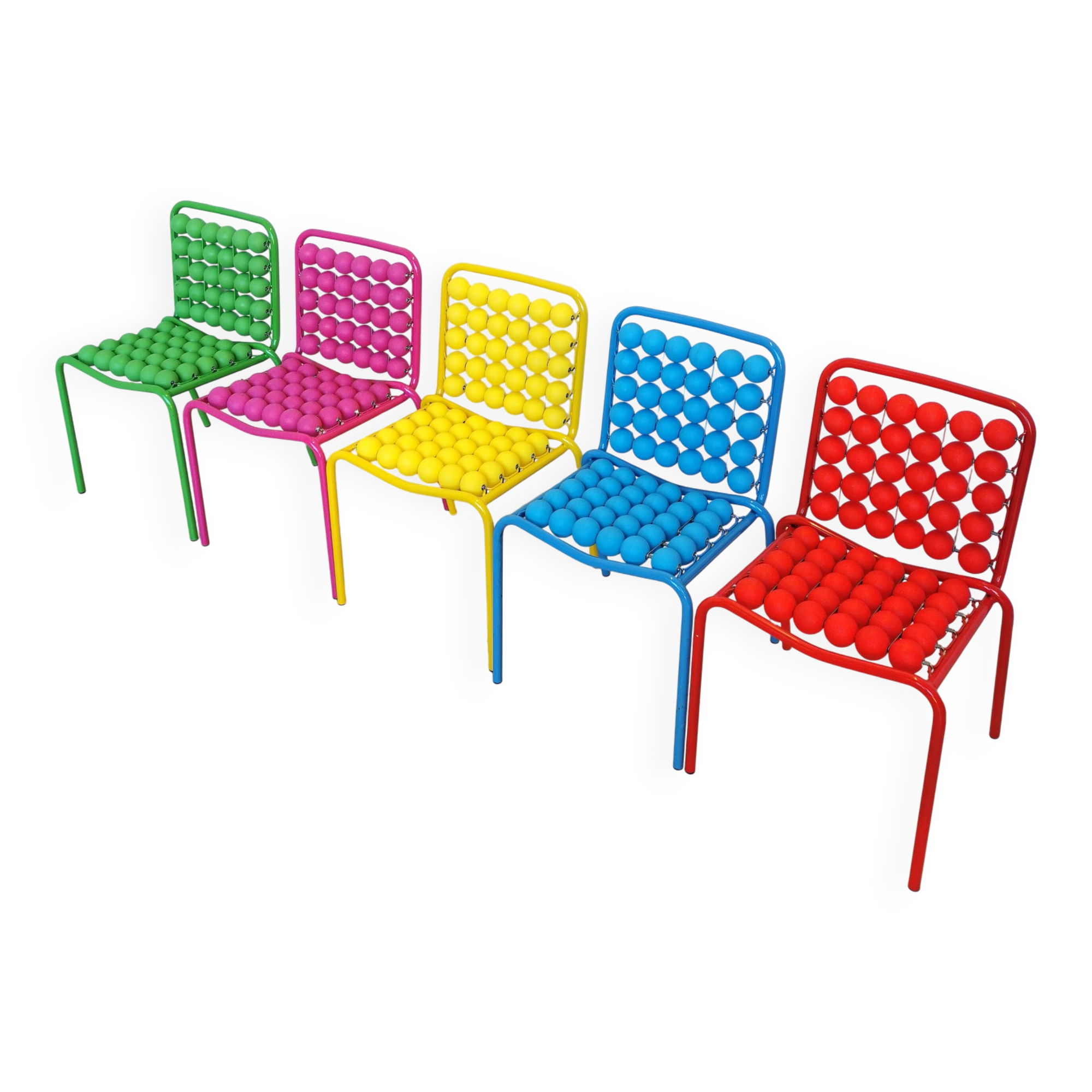 Lot de 5 chaises vintage Pop Art pour enfants : SLOG Croatie, années 1980