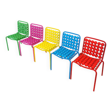 Set of 5 Vintage Pop Art Kids Chairs: SLOG Croatia 1980s