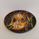 Ceramic dish/wall decoration, danish from the 60s, stamped on the back. with motif of two fish
