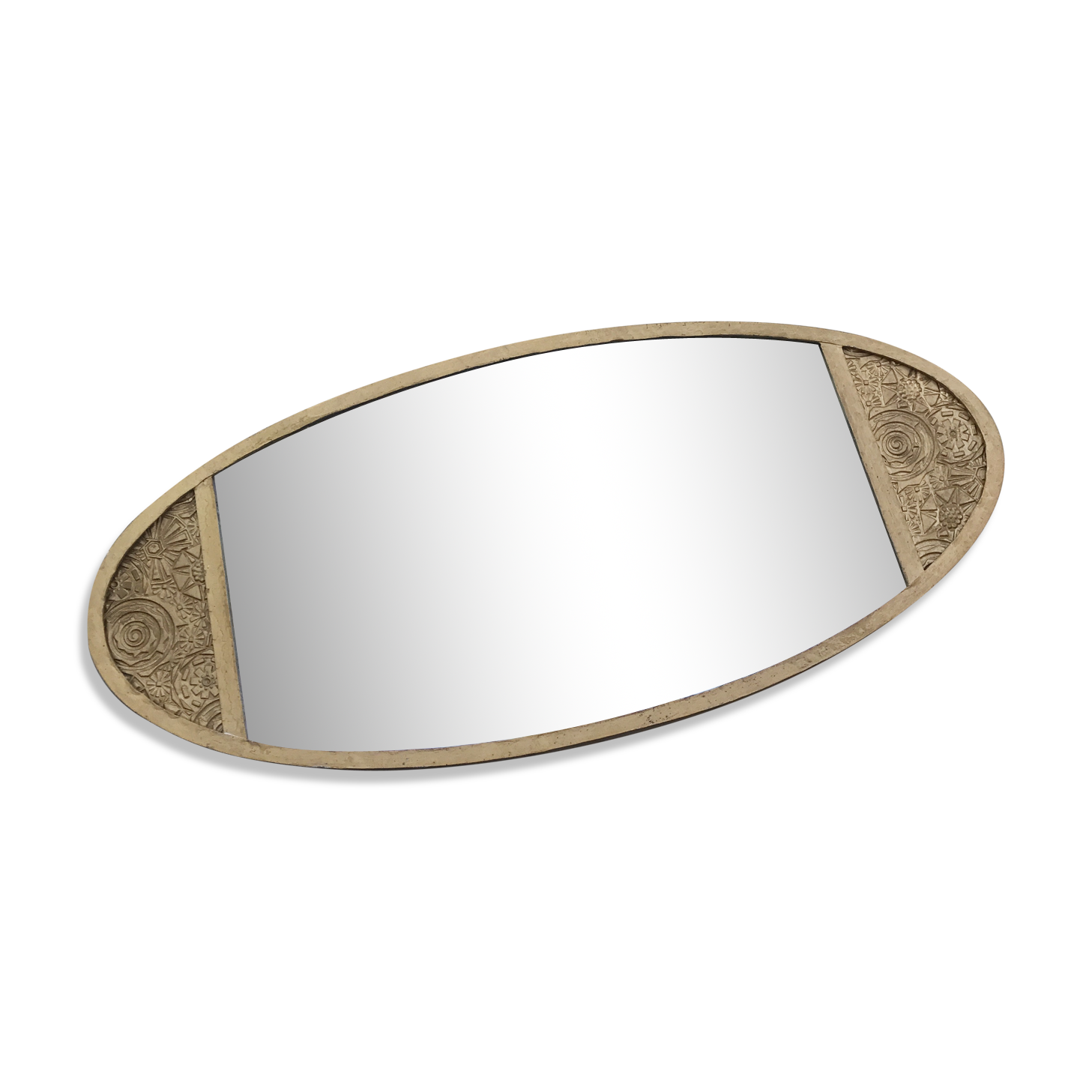 Miroir biseauté ovale art déco doré 84 x 39 cm