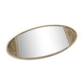 Miroir biseauté ovale art déco doré 84 x 39 cm