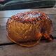 Amber glass bowl – apple shape – textured 70s design