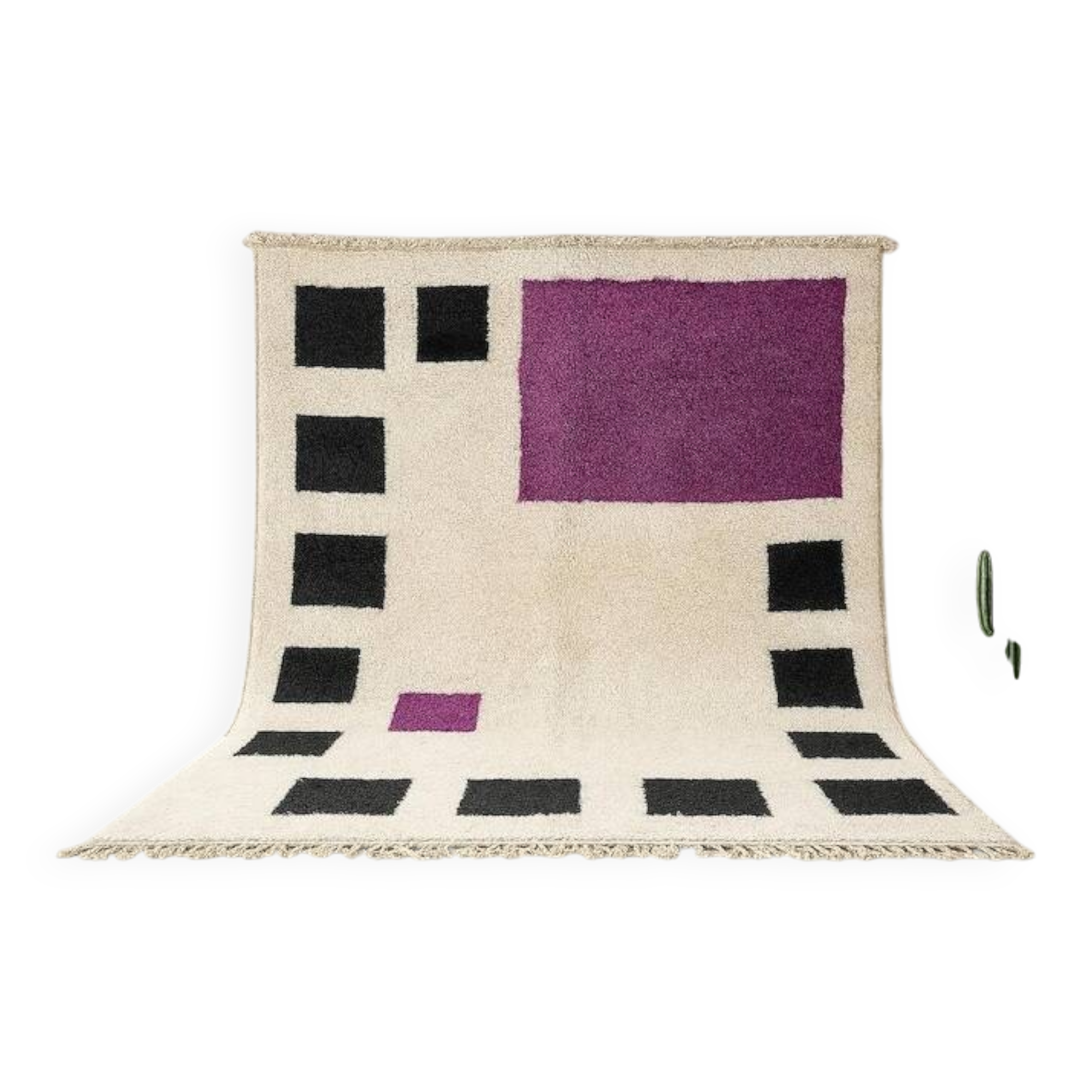 Off-white rug with geometric patterns, 200cm x 250cm