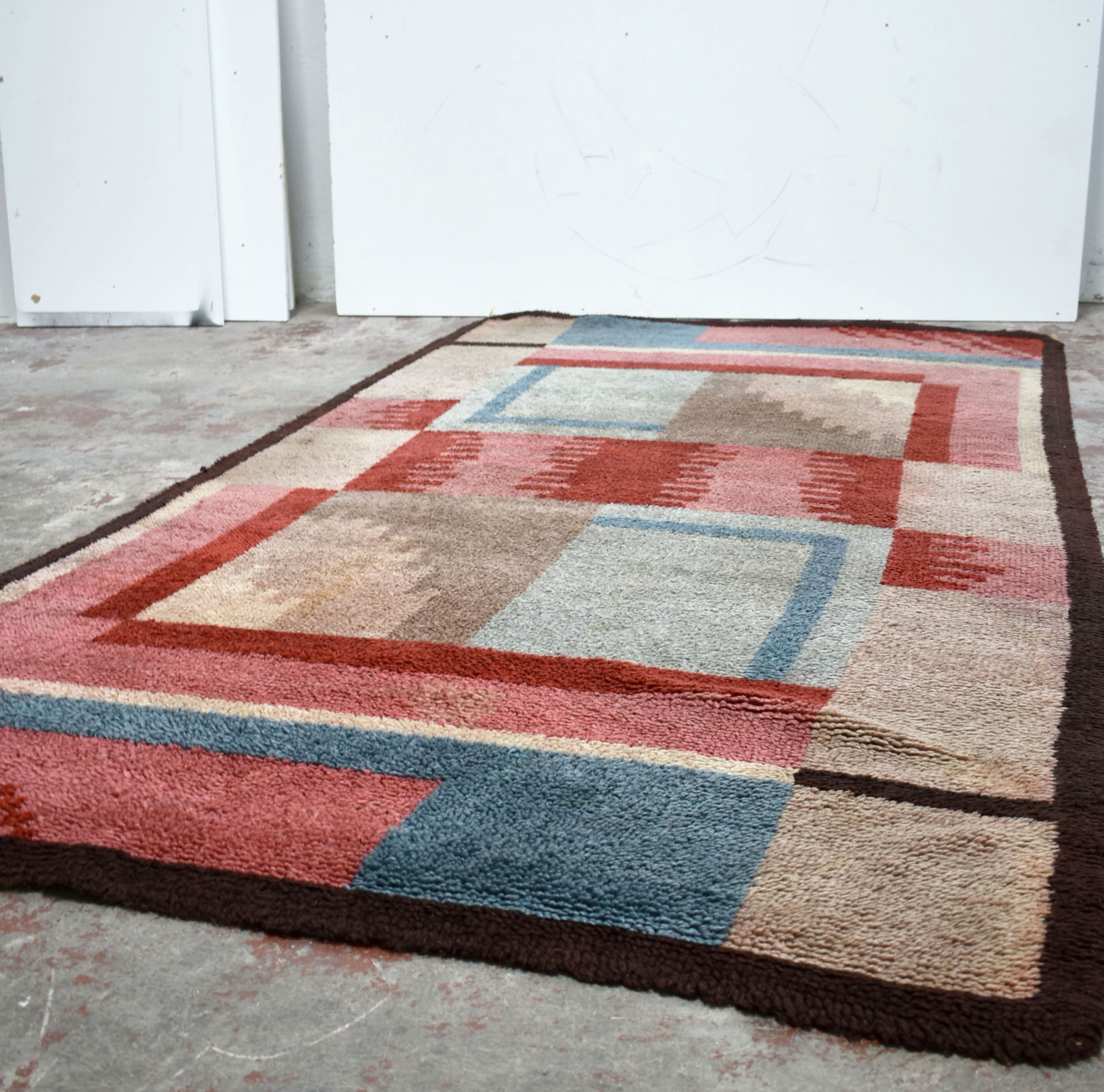 Tapis de laine art déco moderniste abstrait, années 1930