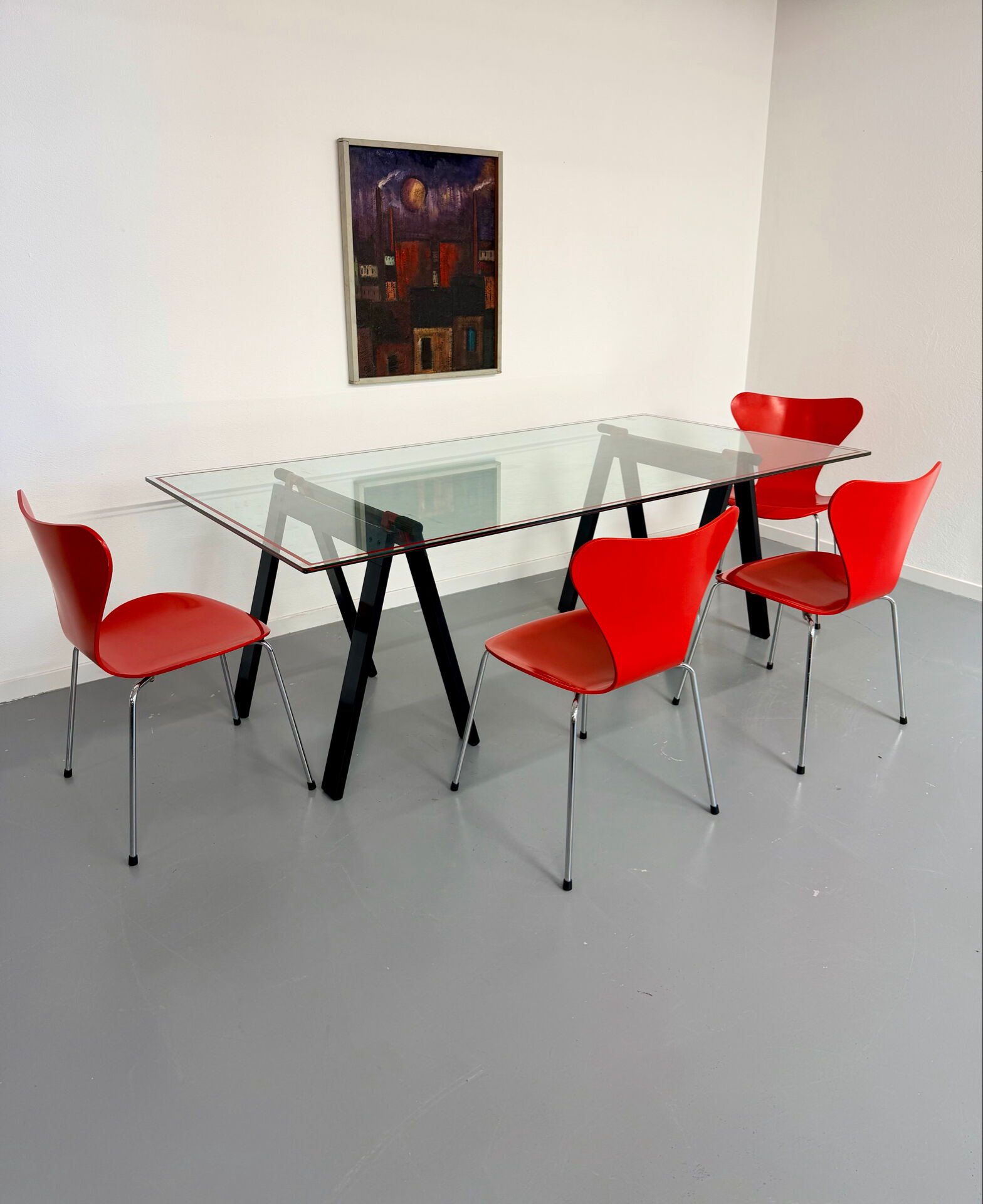 Table / Glass desk "Gaetano" design Gae Aulenti Zanotta 1970s