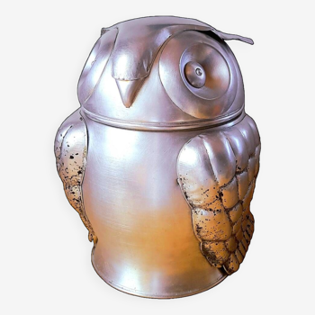 70s metal owl/owl ice bucket