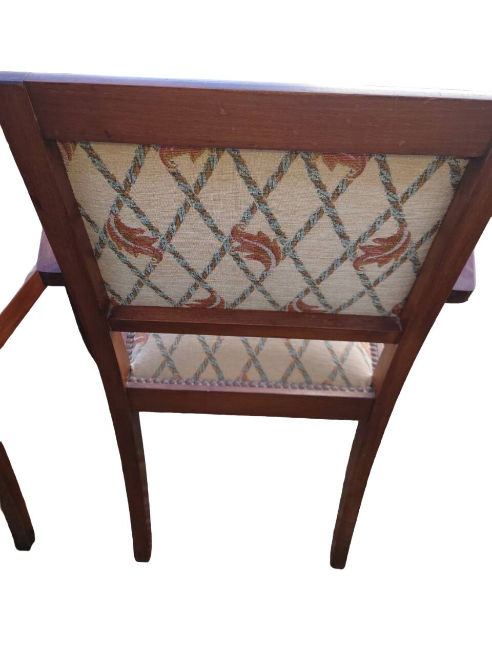 Pair of bridge armchairs in wood and fabric, 1940
