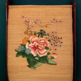 Travailleuse pliante paille de riz & bambou 1960