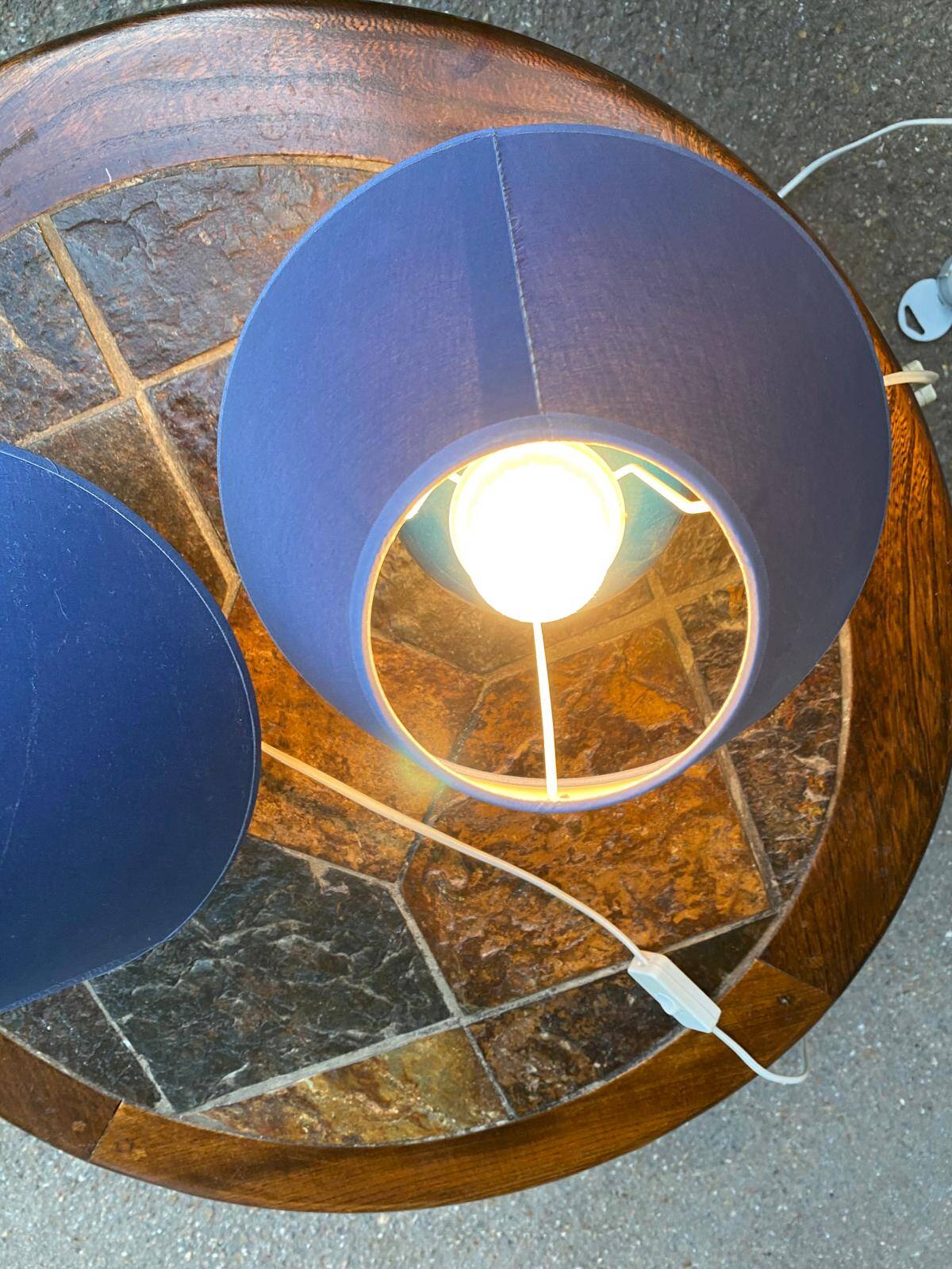 Pair of blue bedside lamps from the 60s by Les lampes d'Albret