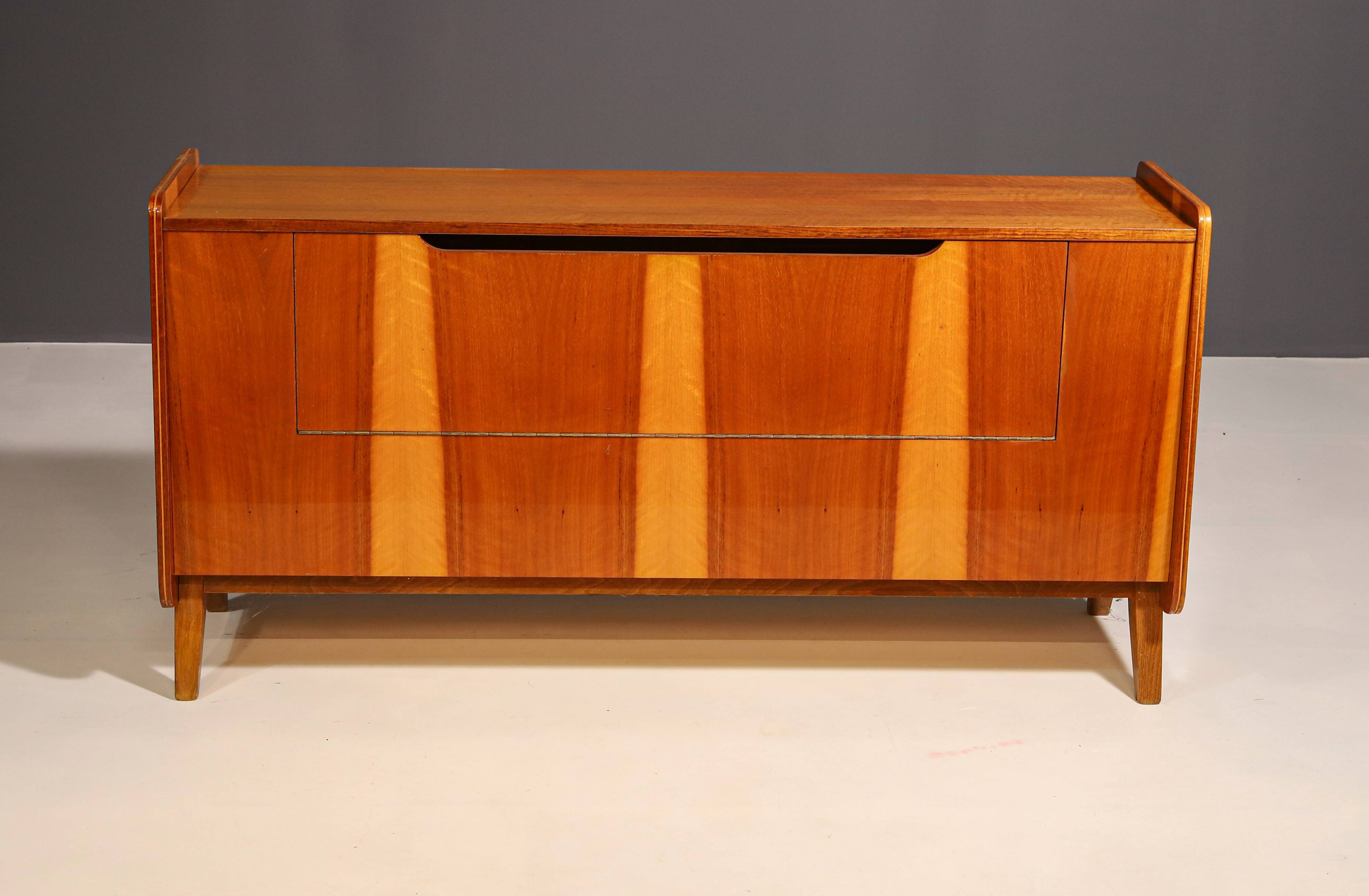 Vintage walnut sideboard, chest of drawers by František Jirák, 1970s, Czechoslovakia