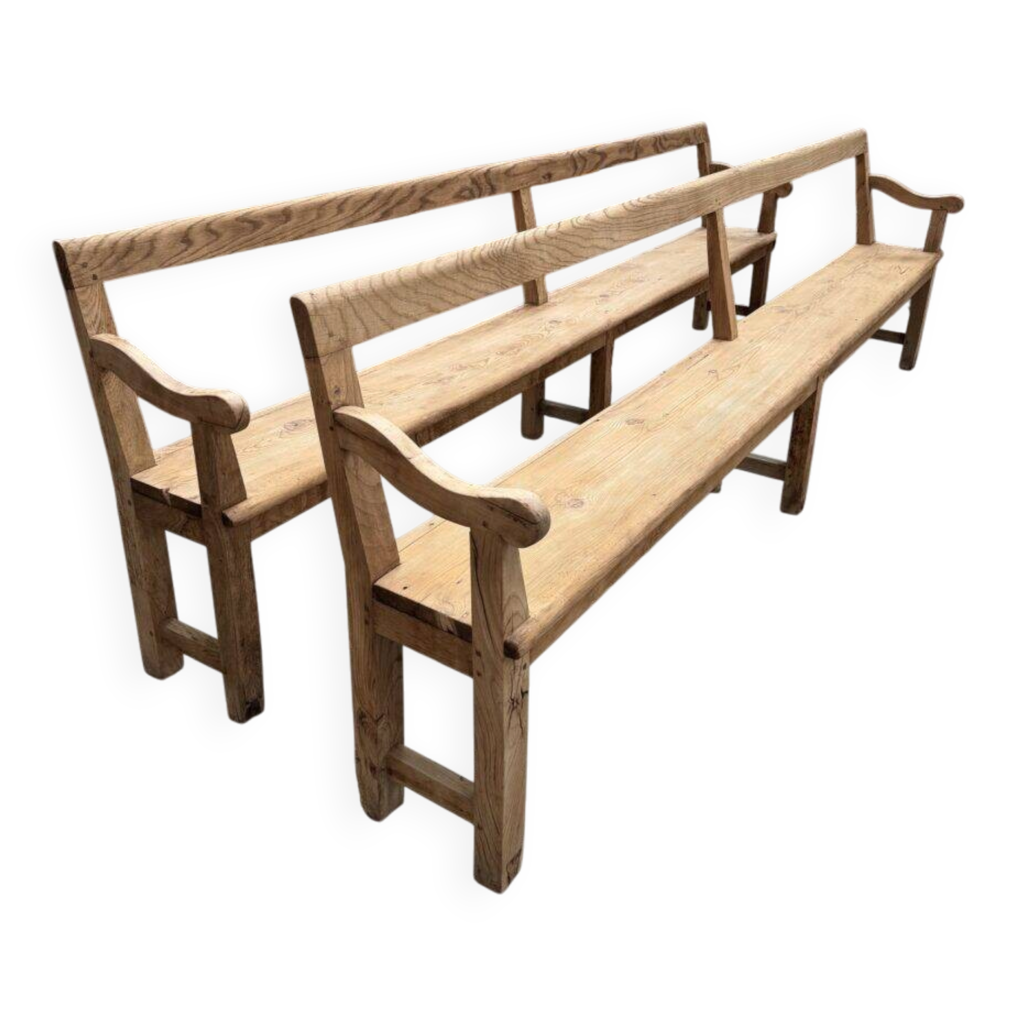 Pair of benches with backs from the early 20th century.