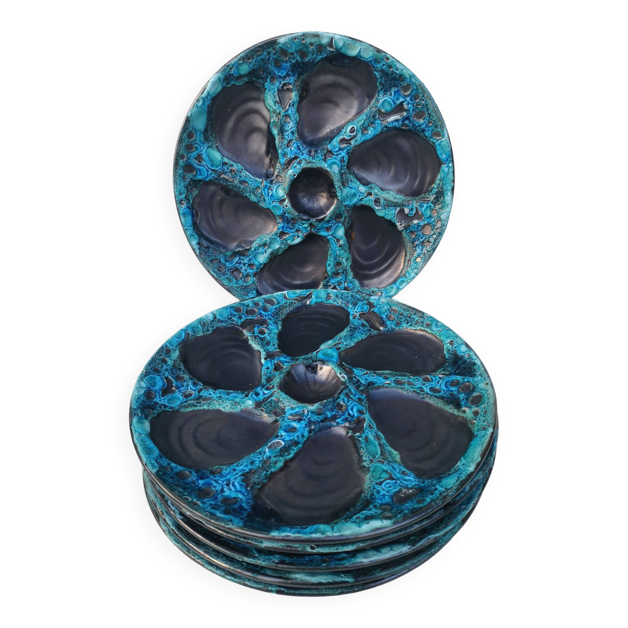 Vintage Fat Lava Oyster Plates