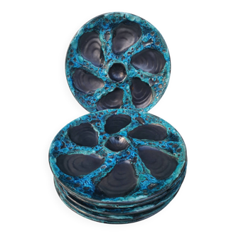 Vintage Fat Lava Oyster Plates
