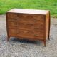 Chest of drawers from the 40s/50s in golden blond walnut 3 drawers feet compass