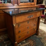Chest of drawers with columns in blond walnut Empire style XIXth