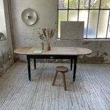Oval pine farm table with 2m extensions