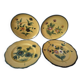 4 antique plates in hand-painted faience