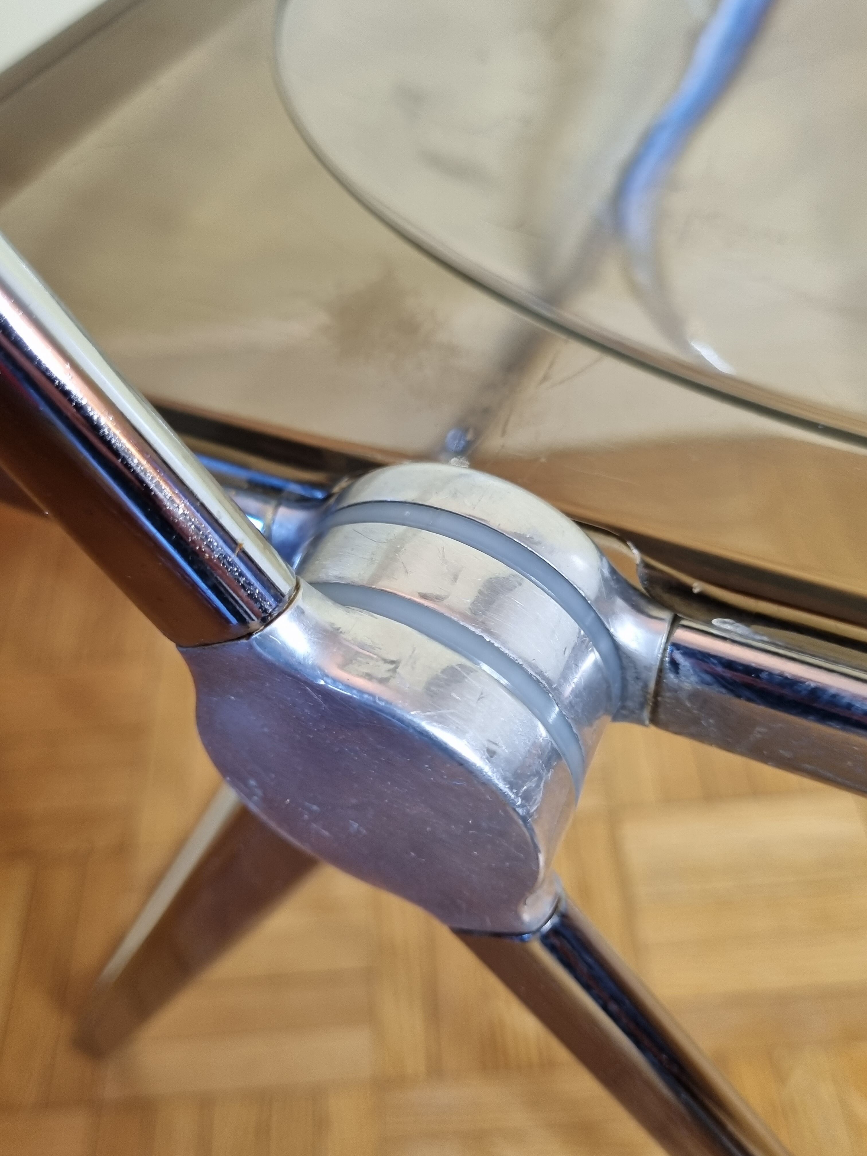 Chaise pliante "plia" en métal et plexiglas fumé de Giancarlo Piretti pour Castelli