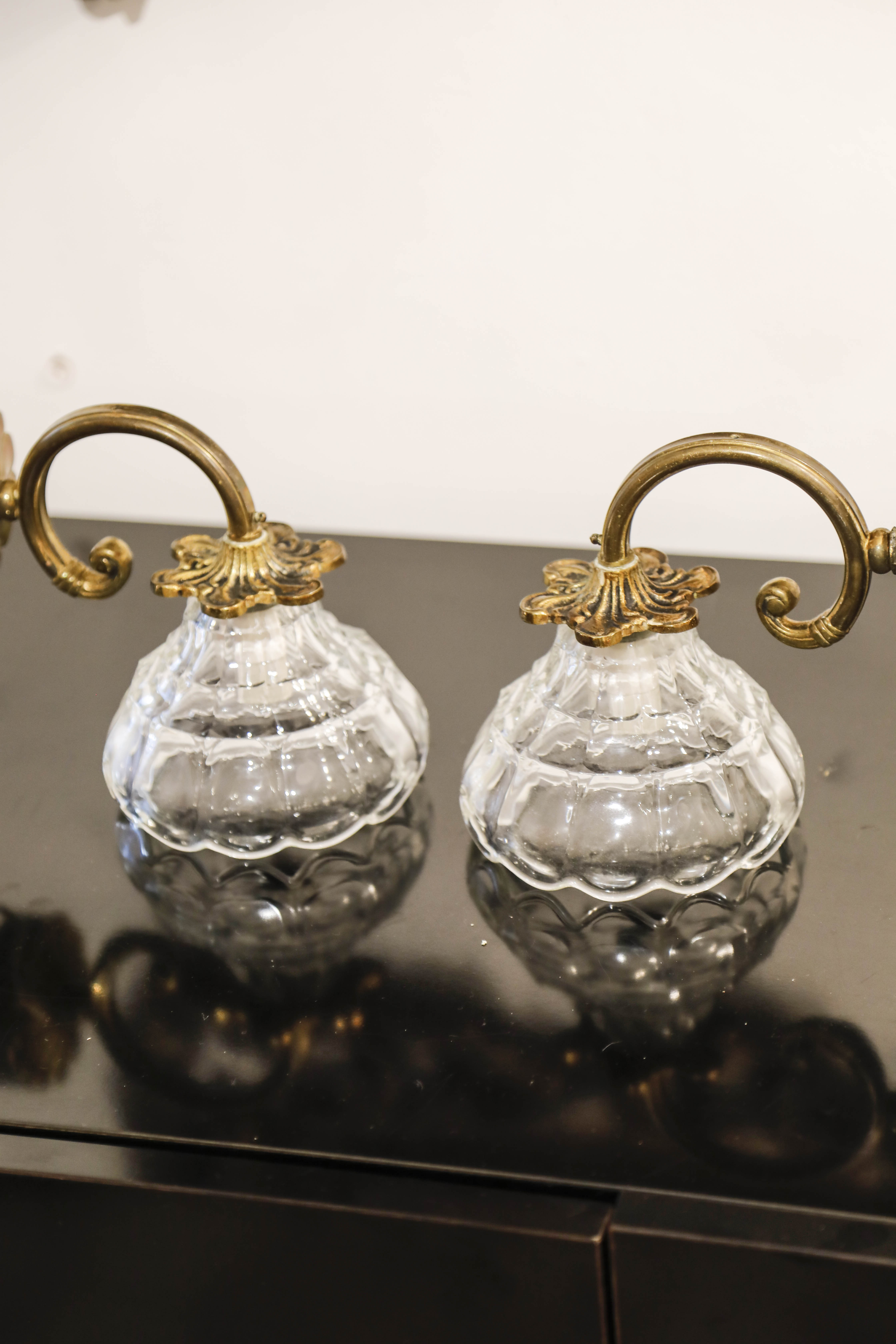 Pair wall light Murano faceted glass