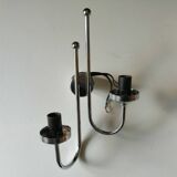 Double chrome and opaline 70 's slim design wall light