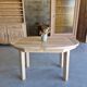 Oval wooden table – 2 extensions – sandblasted & varnished