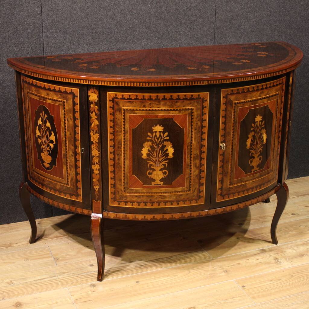 20th Century Inlaid Half Moon Sideboard