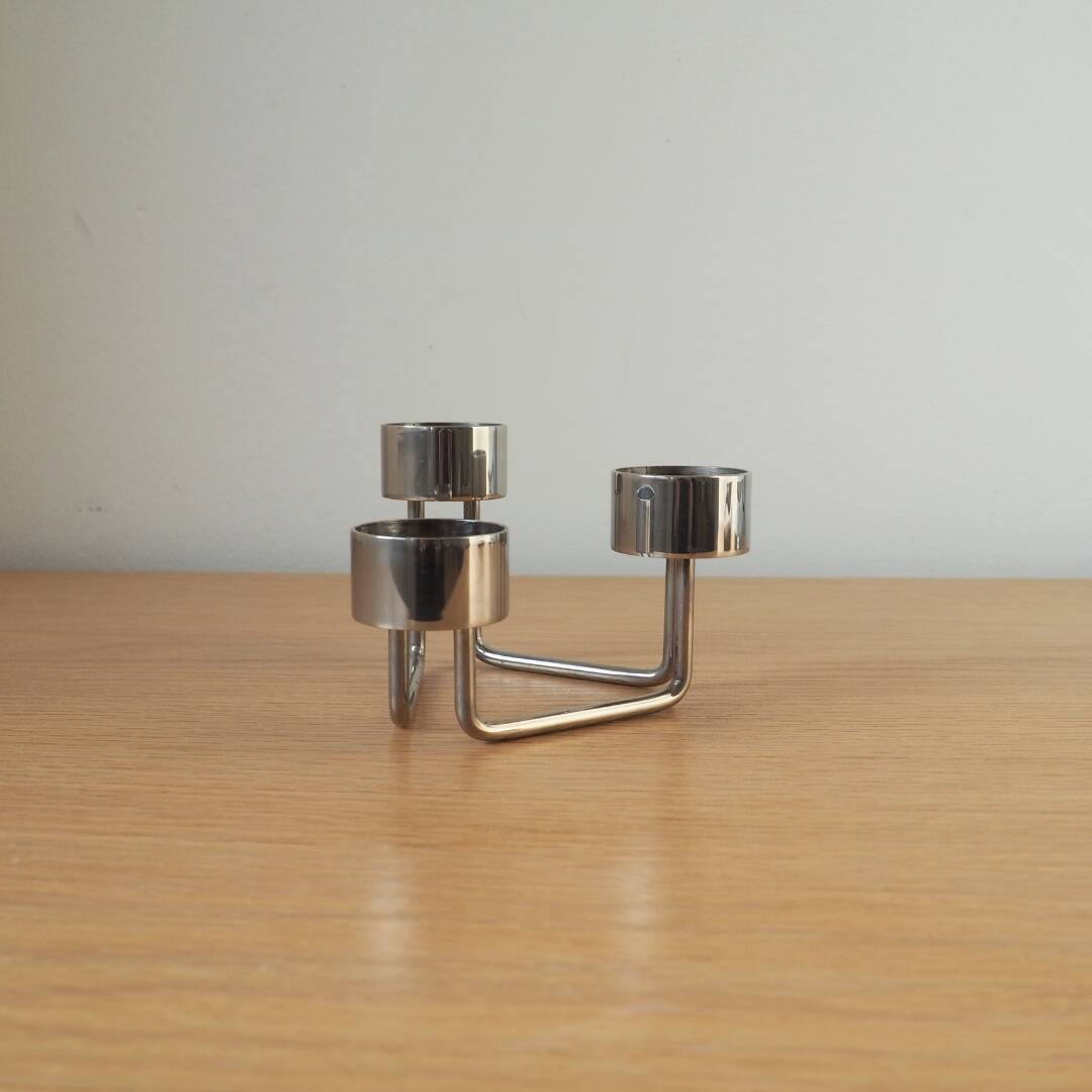 Danish Design - Handmade Steel Tommy Larsen Candle Holders - Design of Denmark, 1970s 1980s