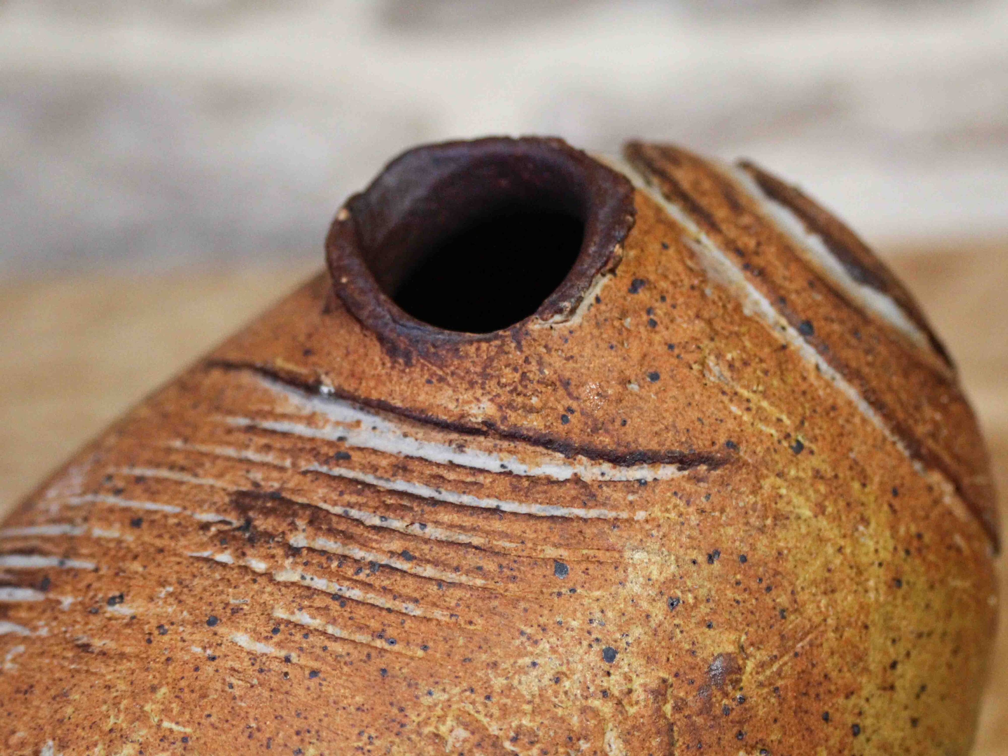 Stoneware vase with incised decoration