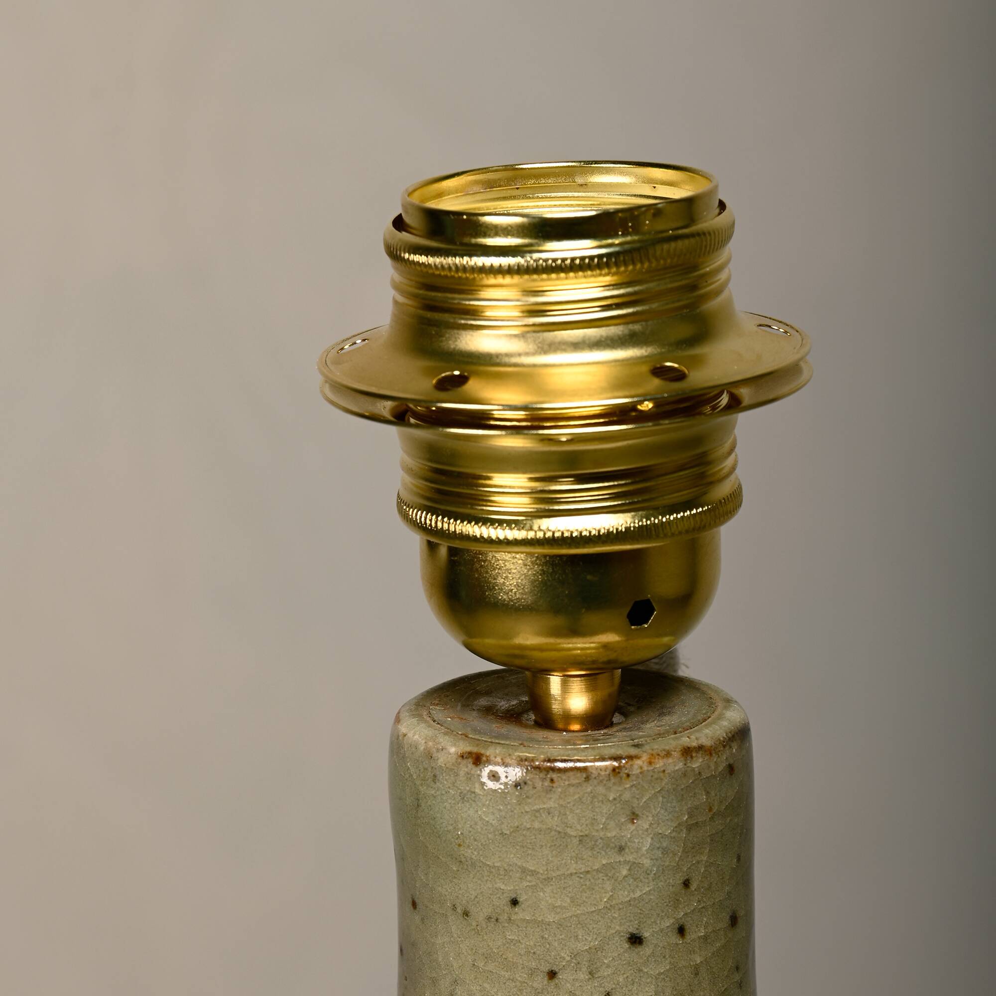 Large glazed ceramic Table Lamp in green tones, France 1960s