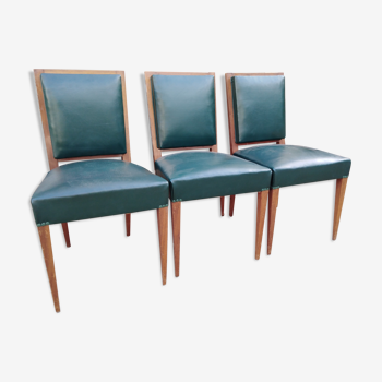 Six vintage art deco chairs covered moleskine imitation leather