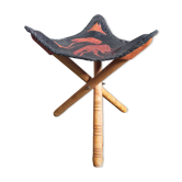 Tabouret pliant tripode en cuir Afrique
