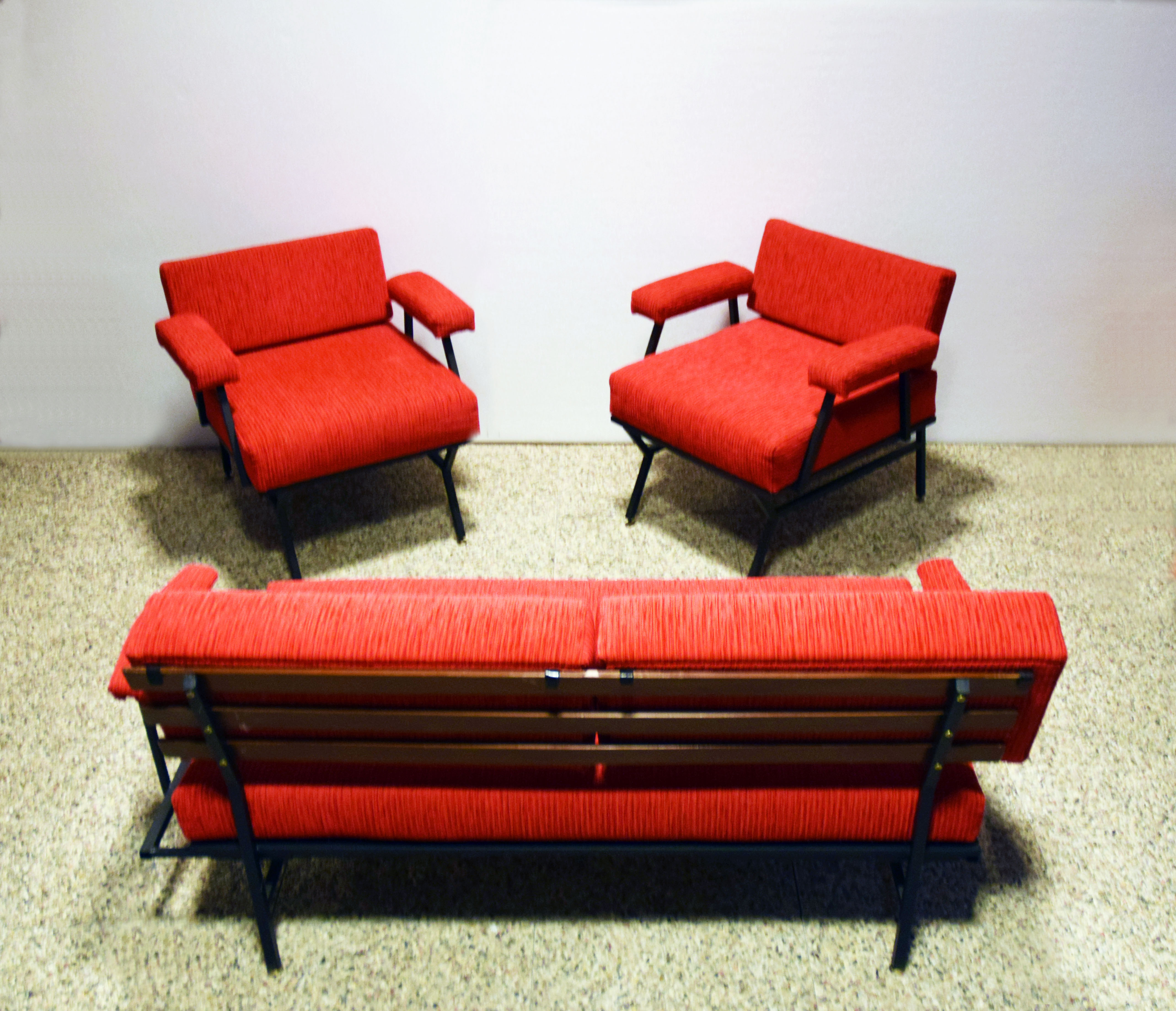 Mid-century Italian sofa bed in corduroy fabric