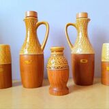 Condiment set, ceramic and wood, 1970