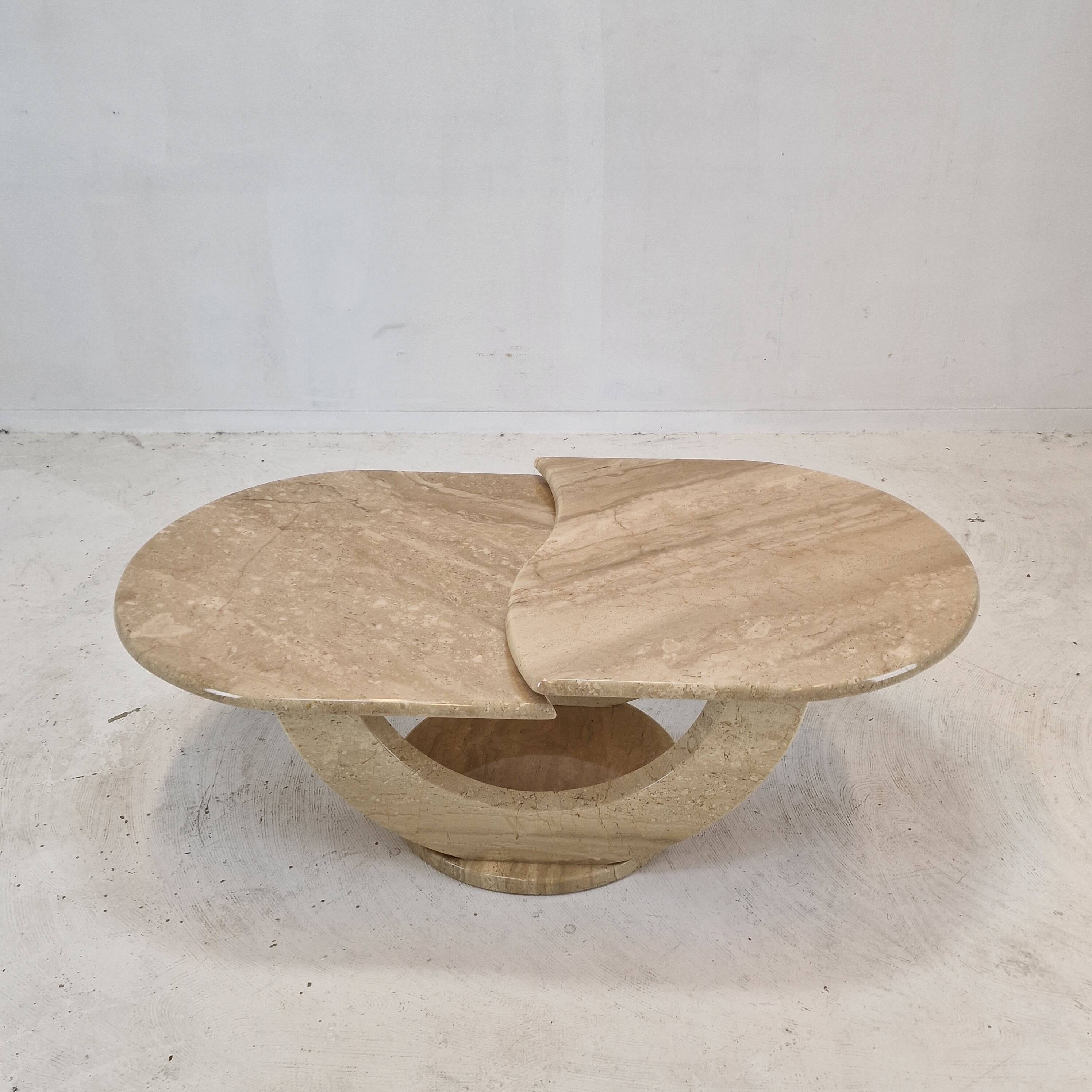 Italian travertine coffee table, 1980s