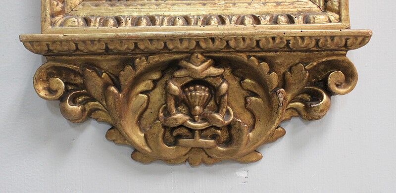 Golden Wooden Mirror with Winged Animal Decorations - Late 19th Century