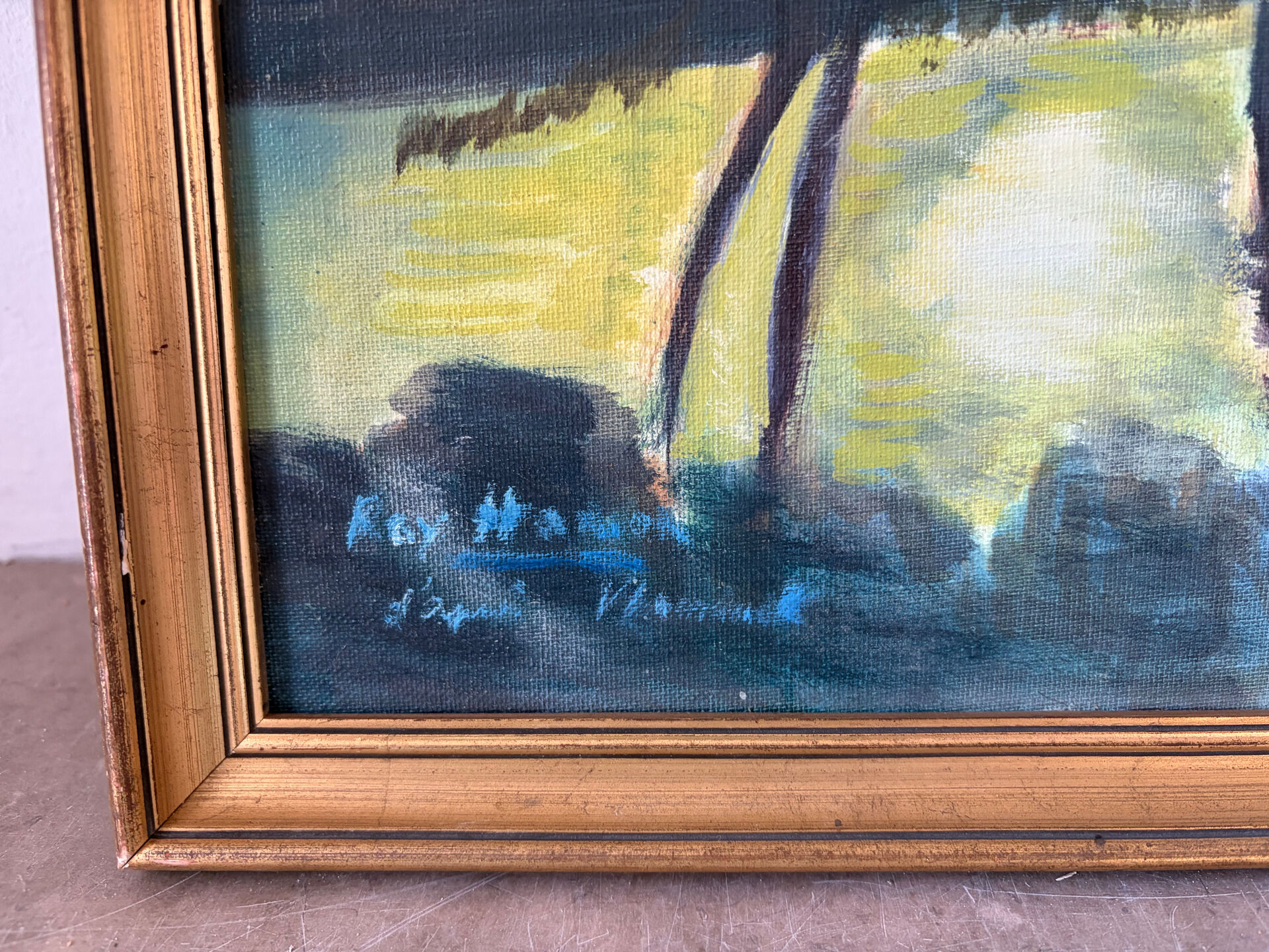 House by the water, oil on canvas signed
